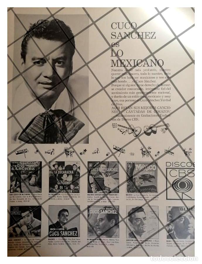 Poster collecting: AFICHE PUBLICITARIO RETRO. CUCO SANCHEZ Y DISCOS CBS 1964