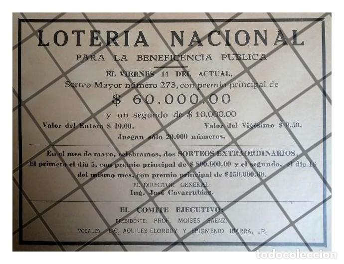 Poster collecting: AFICHE RETRO LOTERIA NACIONAL 1930. MOISES SAENZ