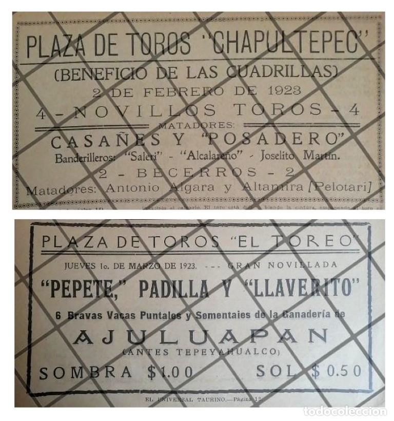 Collectionnisme d'affiches: 2 AFICHES RETRO PLAZAS DE TOROS CHAPULTEPEC Y EL TOREO 1923