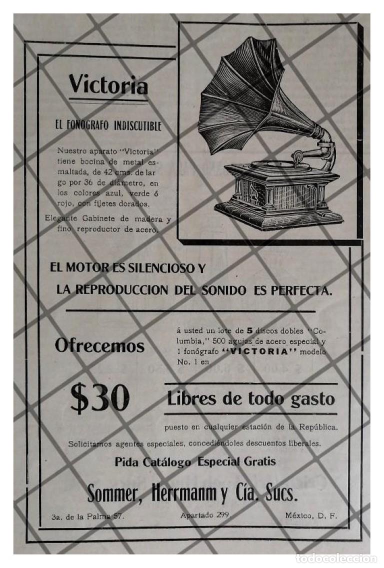 Collectionnisme d'affiches: CARTEL PUBLICITARIO RETRO FONOGRAFO VICTORIA 1912