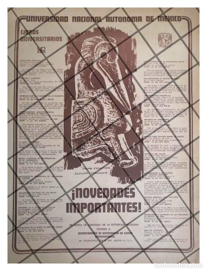 Colecionismo de cartazes: PUBLICIDAD ANTIGUA LIBRERIA UNIVERSITARIA UNAM 1971