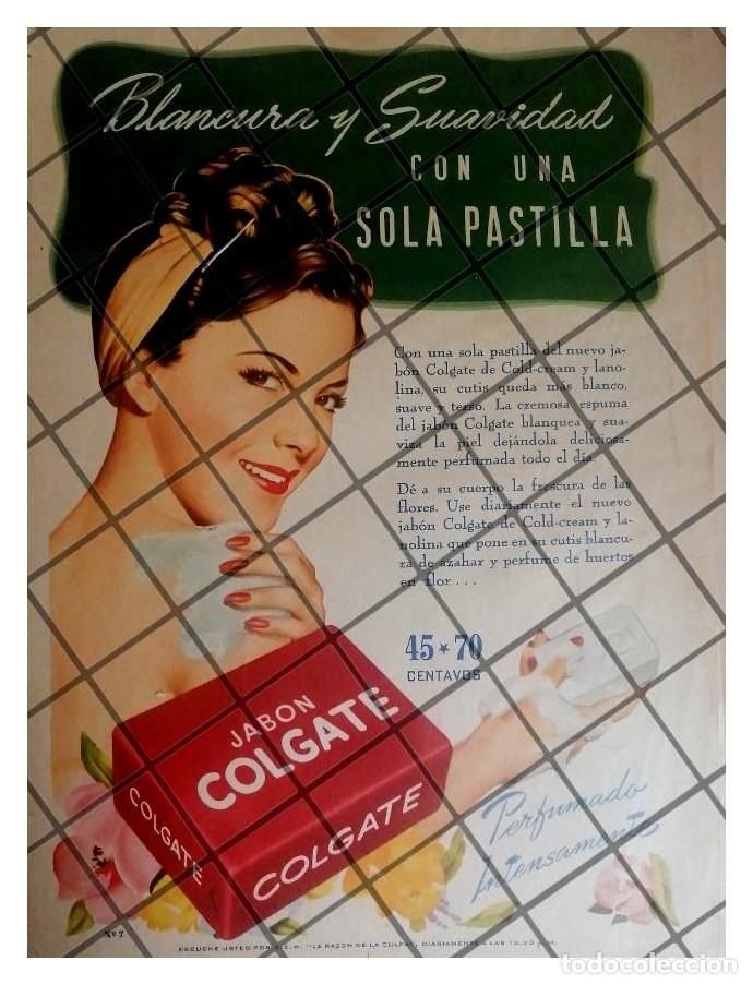 Coleccionismo de carteles: CARTEL PUBLICITARIO ANTIGUO JABON COLGATE 1946 /6