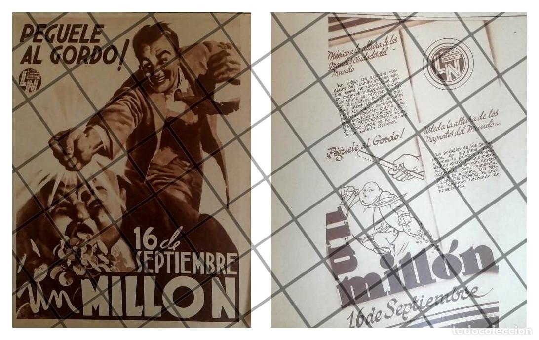 Coleccionismo de carteles: 2 AFICHES RETRO LOTERIA NACIONAL PEGUELE AL GORDO 1937