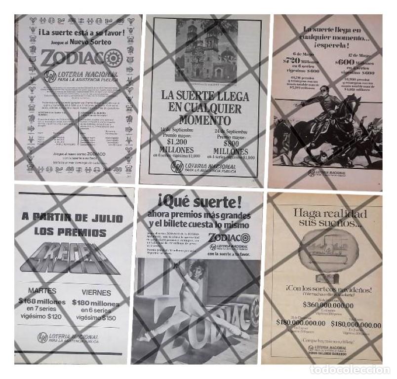Coleccionismo de carteles: 6 AFICHES PUBLICITARIOS RETRO LOTERIA NACIONAL 70s 80s/230