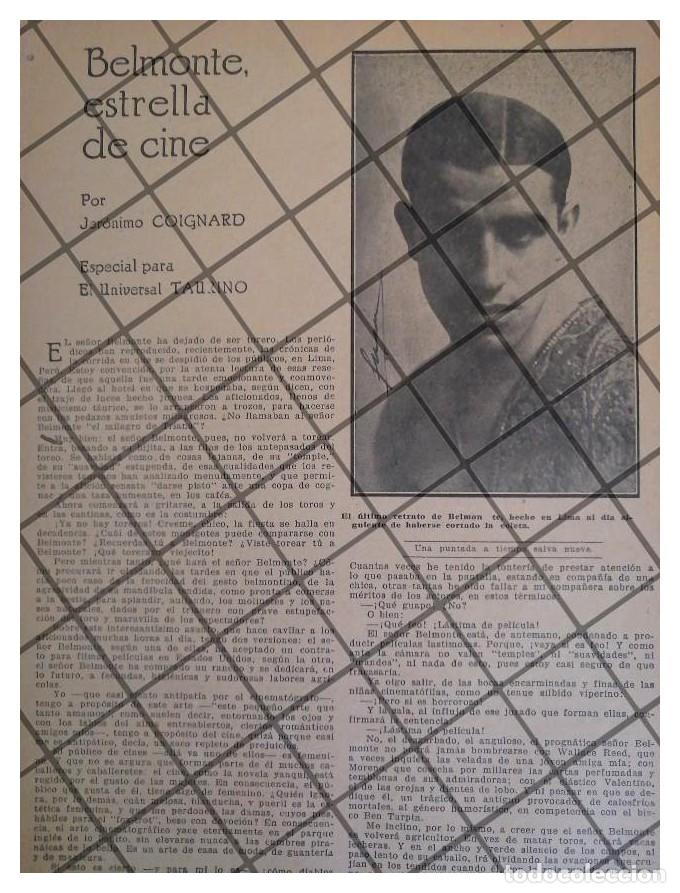 Collectionnisme d'affiches: AFICHE RETRO JUAN BELMONTE INCURSIONA EN EL CINE 1922