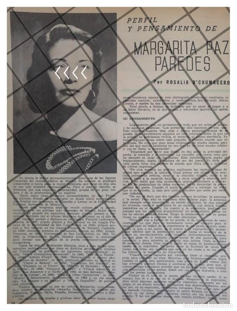 Collectionnisme d'affiches: AFICHE RETRO ESCRITORA. MARGARITA PAZ PAREDES 1963