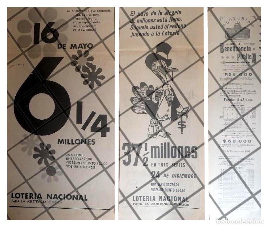 Sammeln von Plakaten: 3 AFICHES ANTIGUOS LOTERIA NACIONAL 1895-1960s