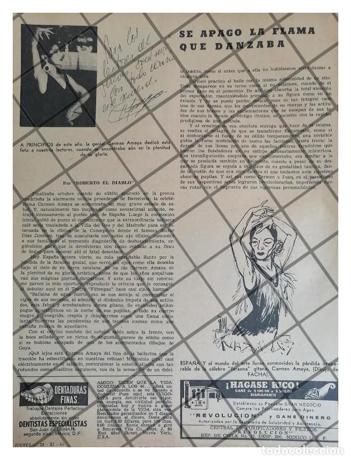 Coleccionismo de carteles: AFICHE ANTIGUO. MUERE LA BAILARINA CARMEN AMAYA 1963
