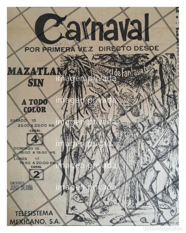 Collectionnisme d'affiches: AFICHE RETRO DEL CARNAVAL DE MAZATLAN 1965 TELEVISA