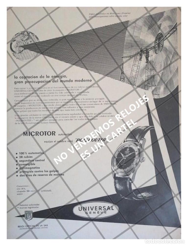 Collezionismo di affissi: CARTEL RETRO RELOJES UNIVERSAL GENEVE POLEROUTER 1958