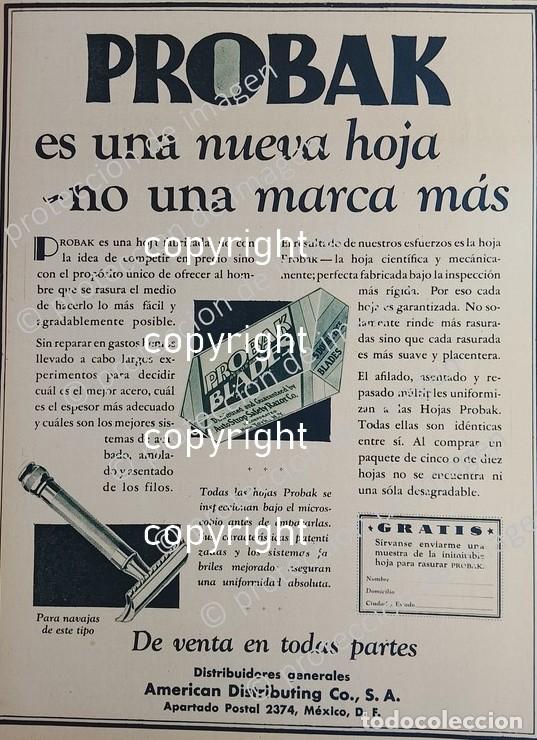 Poster collecting: CARTEL ANTIGUO. NAVAJAS DE AFEITAR PROBAK 1930 Y OTROS