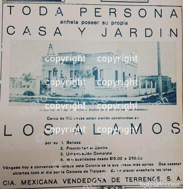 Poster collecting: CARTEL ANTIGUO. CONSTRUYEN COLONIA LOS ALAMOS D.F 1930 /BIENES RAICES