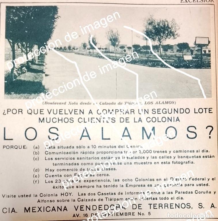 Collectionnisme d'affiches: CARTEL ANTIGUO. CONSTRUYEN COLONIA LOS ALAMOS D.F 1930 /BIENES RAICES /9