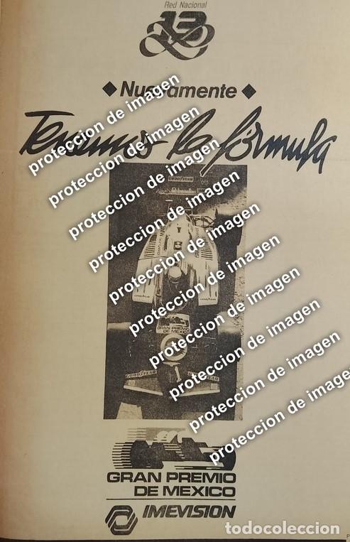 Sammeln von Plakaten: AFICHE PUBLICIDAD RETRO, IMEVISION CANAL 13 GRAN PREMIO DE MEXICO OCT 1987