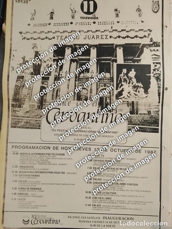 Sammeln von Plakaten: AFICHE RETRO, CANAL 11 Y 15 FESTIVAL INTERNACIONAL CERVANTINO 1987 TEATRO JUAREZ