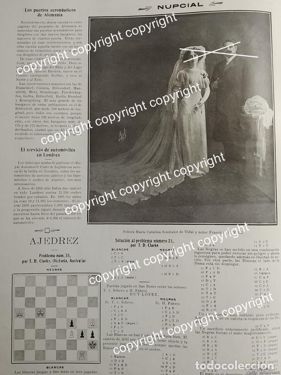 Poster collecting: HOJA DE PRENSA ANTIGUA 1911 BODA VIDAL SOUSTALOT /NOTA DE AJEDREZ Y MAS