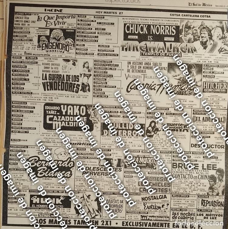 Collectionnisme d'affiches: AFICHE CARTELERA DE CINE RETRO OCT 1987 CHUCK NORRIS Y OTROS