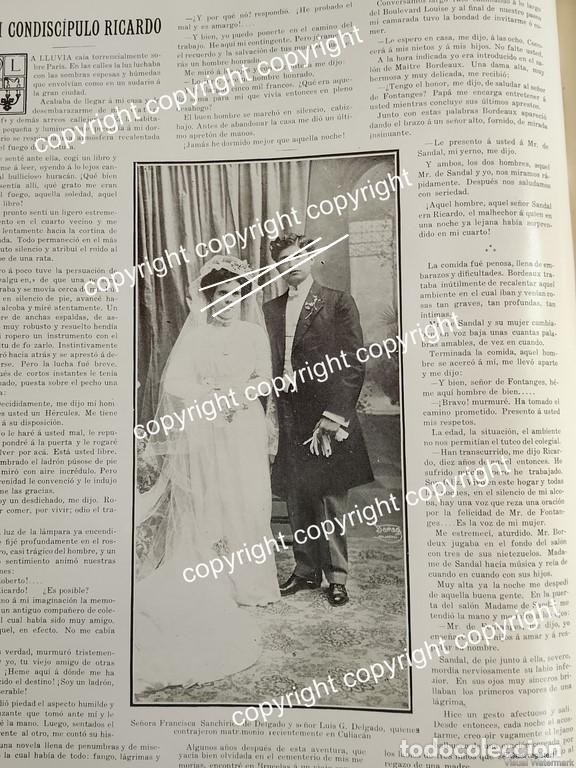 Collectionnisme d'affiches: HOJA DE PRENSA ANTIGUA 1911 MENCION. BODA. DELGADO SANCHIRICO /ASM (LUIS G. DELGADO)
