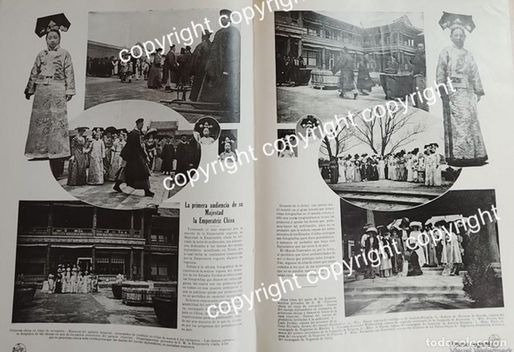 Collectionnisme d'affiches: HOJA DE PRENSA ANTIGUA 1911 AUDIENCIA DE LA ULTIMA EMPERATRIZ DE CHINA /REALEZA