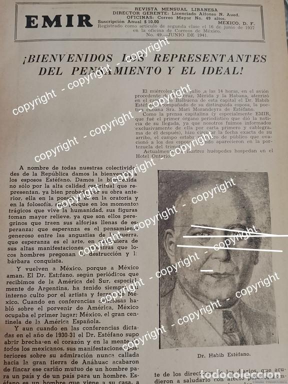 Collectionnisme d'affiches: HOJA DE PRENSA ANTIGUA 1941- DR. HABIB ESTEFANO LLEGA A MEXICO / MEDICOS