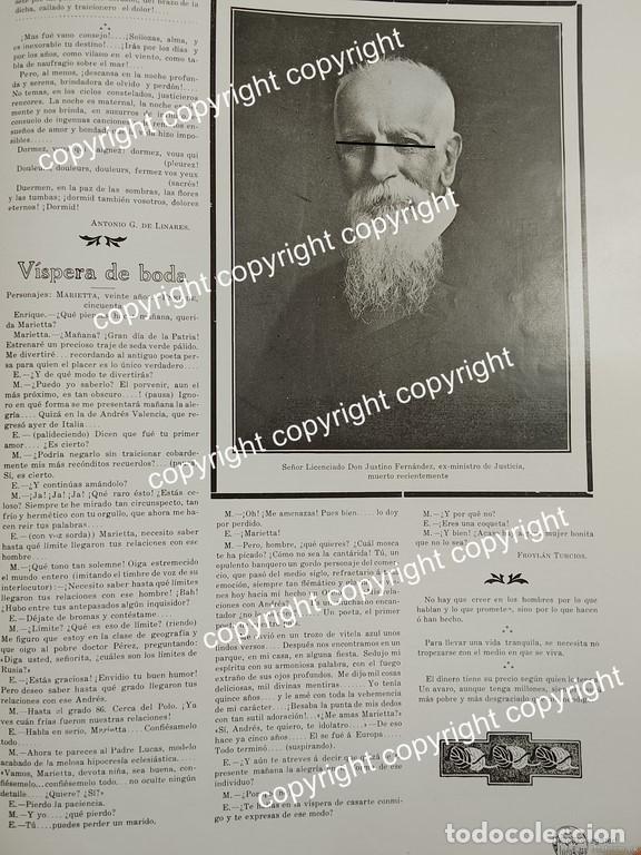 Sammeln von Plakaten: HOJA DE PRENSA ANTIGUA NOTA: 1911 MUERE JUSTINO FERNANDEZ MONDO&Ntilde;O /ABOGADOS