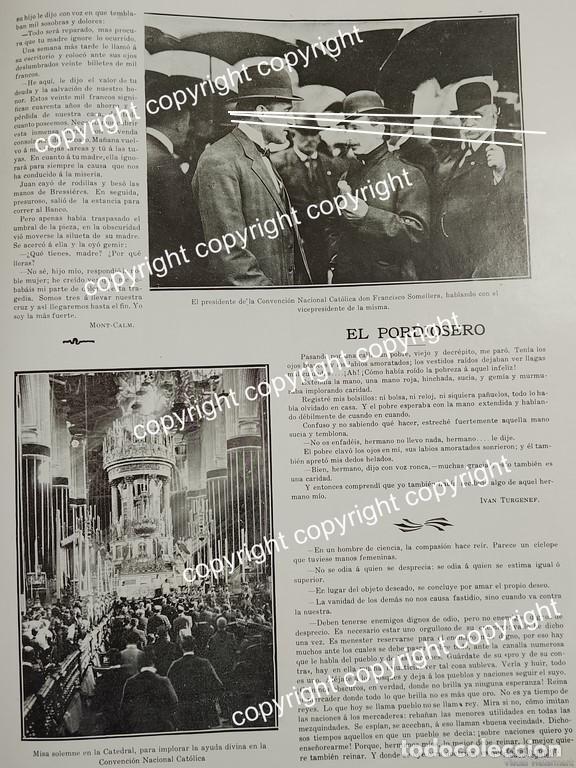 Collectionnisme d'affiches: NOTA DE PRENSA ANTIGUA 1911 FRANCISCO SOMELLERA, CONVENCION NACIONAL CATOLICA /RELIGION
