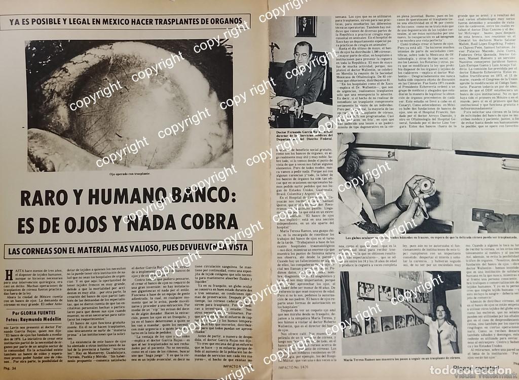 Collectionnisme d'affiches: AFICHE RETRO. INICIAN TRANSPLANTE DE CORNEAS EN MEXICO 1970s /MEDICINA