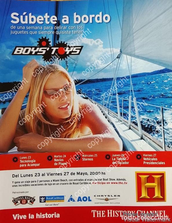 Coleccionismo de carteles: CARTEL PUBLICITARIO RETRO. PROGRAMA BOYS TOYS. HISTORY CHANEL 2005