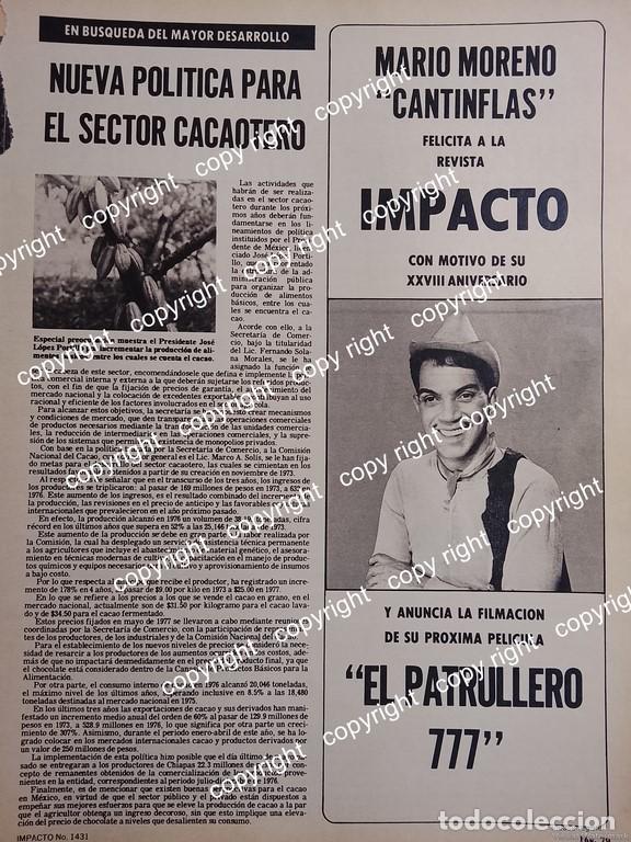 Poster collecting: NOTA DE PRENSA RETRO. CANTINFLAS ANUNCIA PELICULA PATRULERO 777 1978 /CINE /ARTISTAS