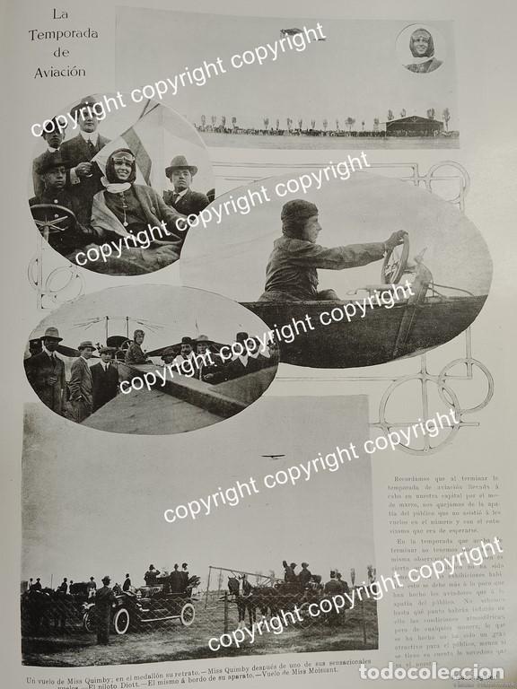 Collectionnisme d'affiches: AFICHE ANTIGUO 1911 HARRIET QUIMBY EN EL AERODROMO DE VALBUENA. /AVIACION