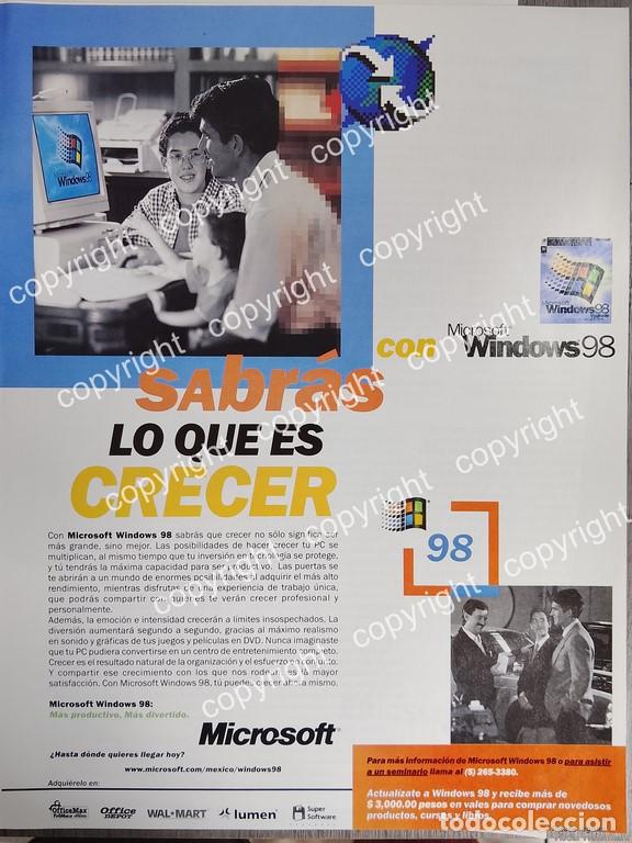 Collectionnisme d'affiches: AFICHE PUBLICITARIO MICROSOFT LANZA WINDOWS 98