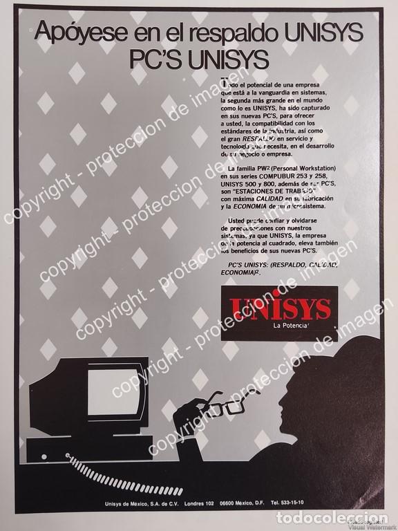 Collectionnisme d'affiches: AFICHE DE PUBLICIDAD RETRO. COMPUTADORAS UNISYS 1988 /RARO