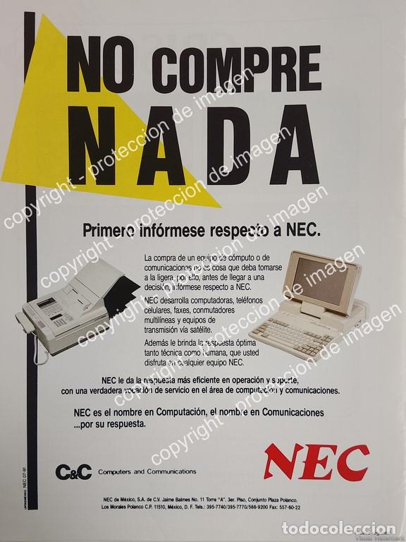 Collectionnisme d'affiches: AFICHE PUBLICITARIO RETRO. COMPUTADORAS NEC 1991 /OLDWARE