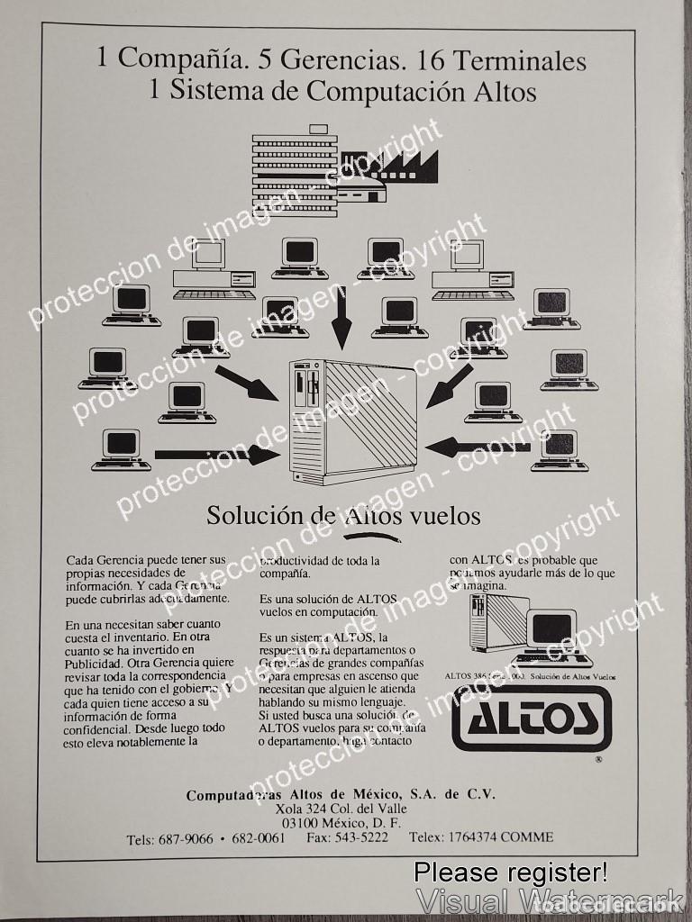 Collectionnisme d'affiches: AFICHE PUBLICITARIO RETRO. COMPUTADORAS ALTOS DE MEXICO /1989 /OLDWARE RARO 2