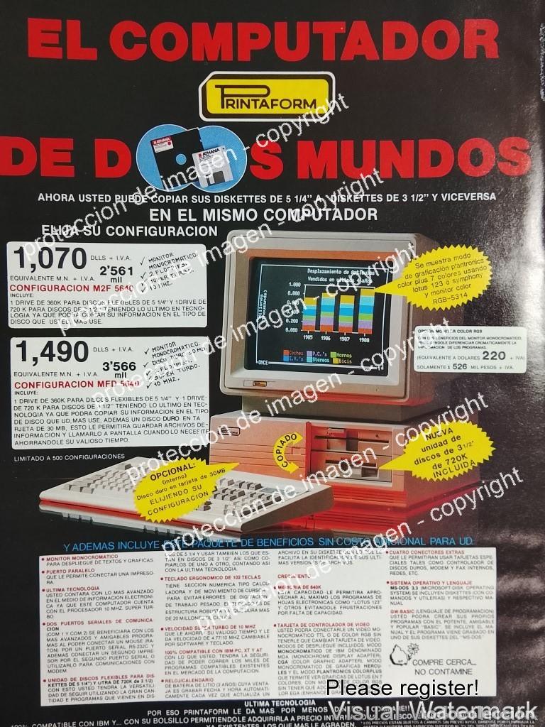 Collezionismo di affissi: CARTEL DE PUBLICIDAD RETRO. COMPUTADORAS PRINTAFORM 5640 1988 RARO