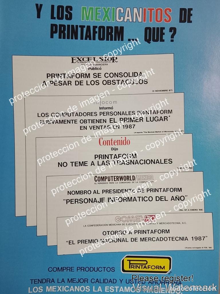 Collezionismo di affissi: CARTEL DE PUBLICIDAD RETRO. COMPUTADORAS PRINTAFORM TRIUNFA 1988 V3