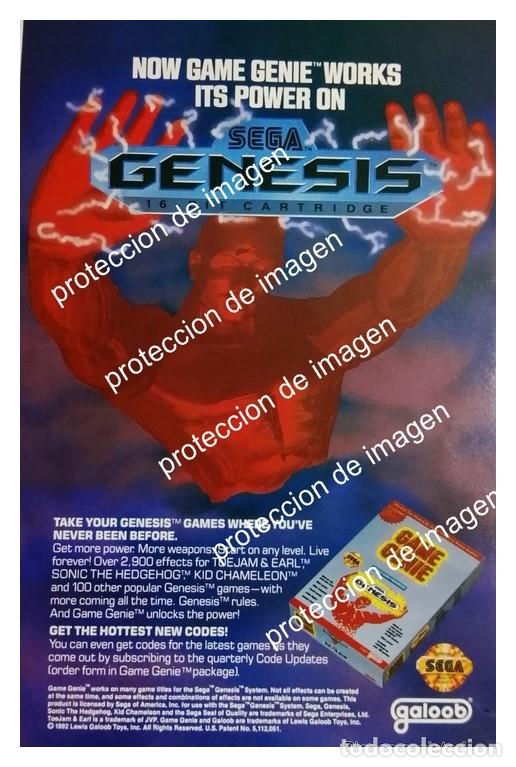 Poster collecting: AFICHE RETRO. SEGA GENESIS LANZA LOS CARTUCHOS GAME GENIE 1992