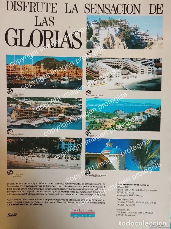 Collectionnisme d'affiches: AFICHE PUBLICITARIO RETRO. HOTELES PLAZA LAS GLORIAS, GRUPO SIDEK S.A. VARIOS ESTADOS 1990s