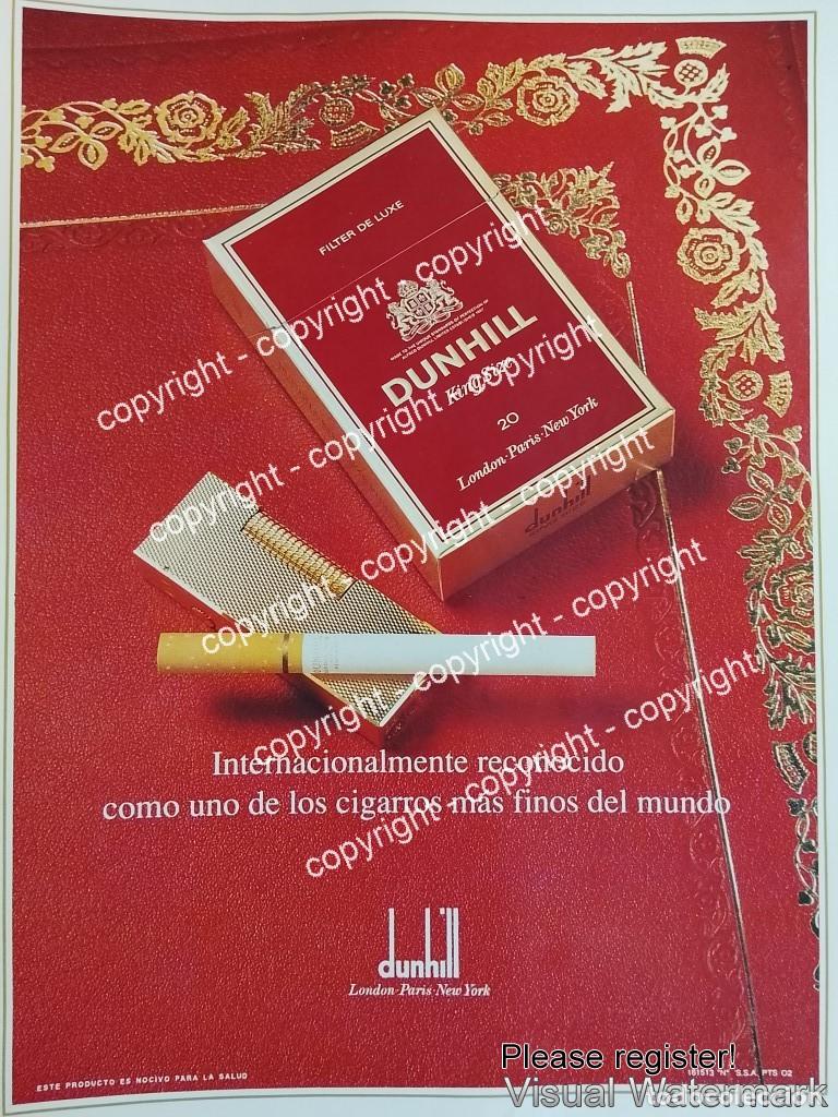 Coleccionismo de carteles: Cartel publicitario retro original. Cigarros Dunhill 1990s