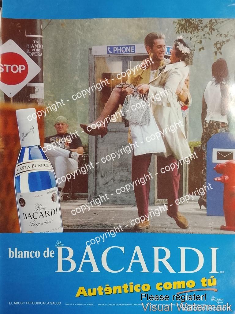 Coleccionismo de carteles: Cartel publicitario retro original. Ron Bacardi 1990s