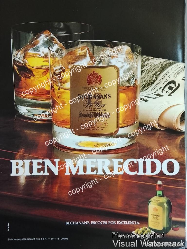 Coleccionismo de carteles: Cartel publicitario retro genuino. Whisky Buchanas /3
