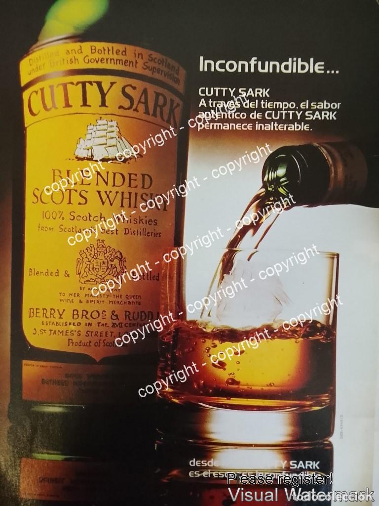 Coleccionismo de carteles: Cartel de publicidad retro WHISKY CUTTY SARK 1980