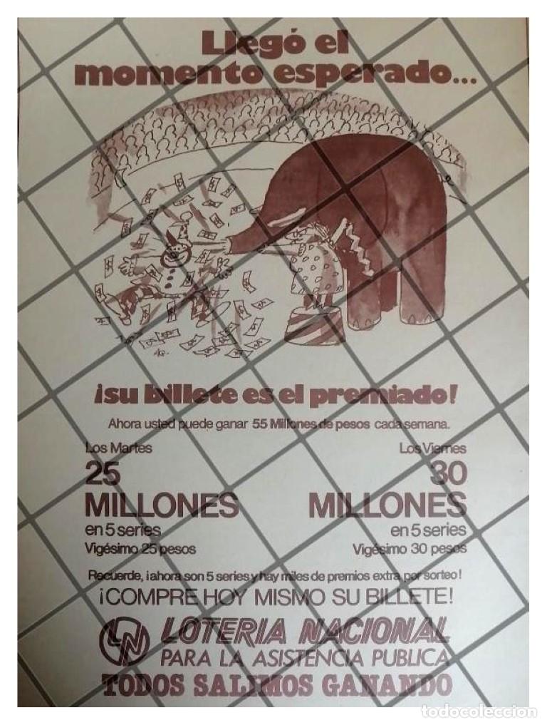 Collectionnisme d'affiches: PUBLICIDAD RETRO LOTERIA NACIONAL. DIBUJO ABEL QUEZADA 1980