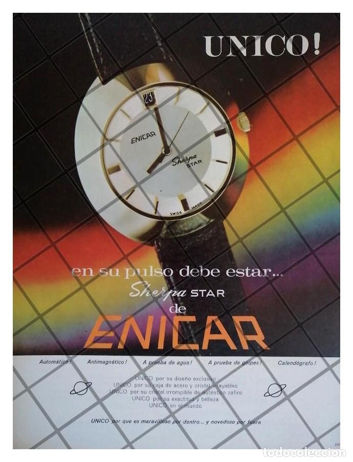 Collectionnisme d'affiches: CARTEL PUBLICITARIO RETRO RELOJES ENICAR SHERPA STAR 1966