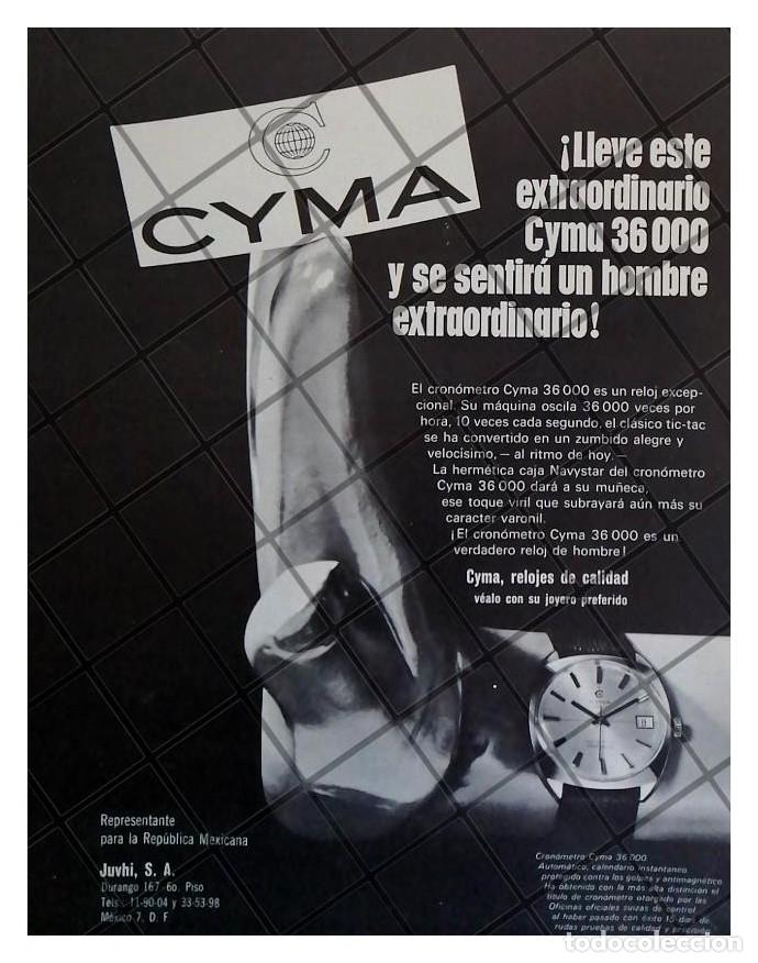 Coleccionismo de carteles: CARTEL PUBLICITARIO RETRO RELOJES CYMA 36000. 1969