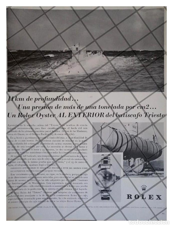 Collectionnisme d'affiches: CARTEL RETRO RELOJES ROLEX Y EL BATISCAFO TRIESTE 1960