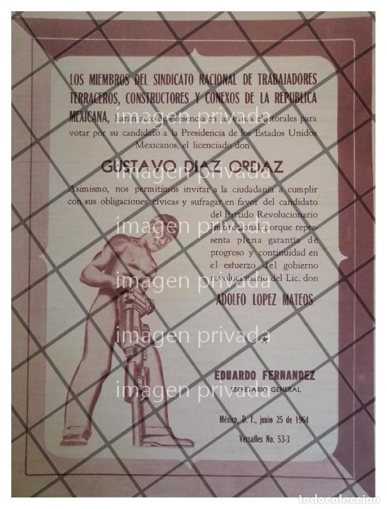 Poster collecting: AFICHE POLITICO RETRO. SINDICATO DE TERRACEROS Y S. 1964