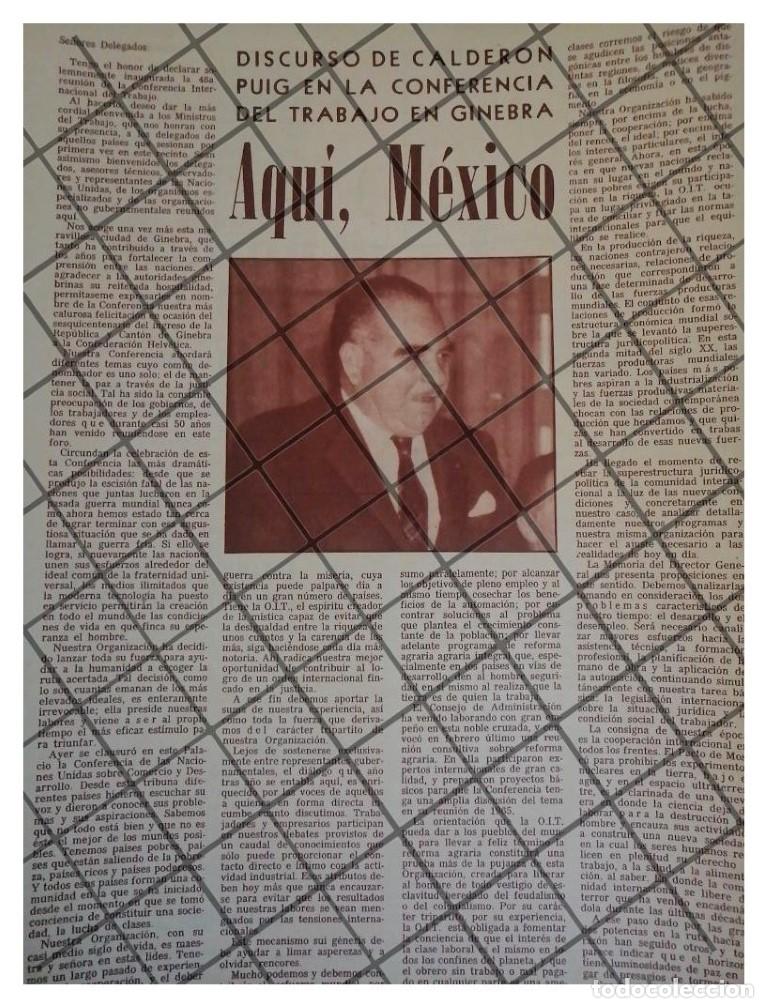 Colecionismo de cartazes: AFICHE RETRO DISCURSO DE EMILIO CALDERON PUIG, SUIZA 1964