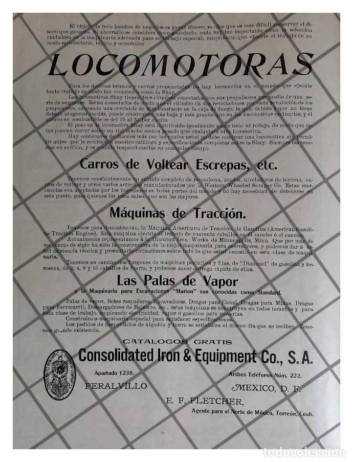 Collezionismo di affissi: AFICHE ANTIGUO 1912 CONSOLIDATED IRON & EQUIPMENT CO.