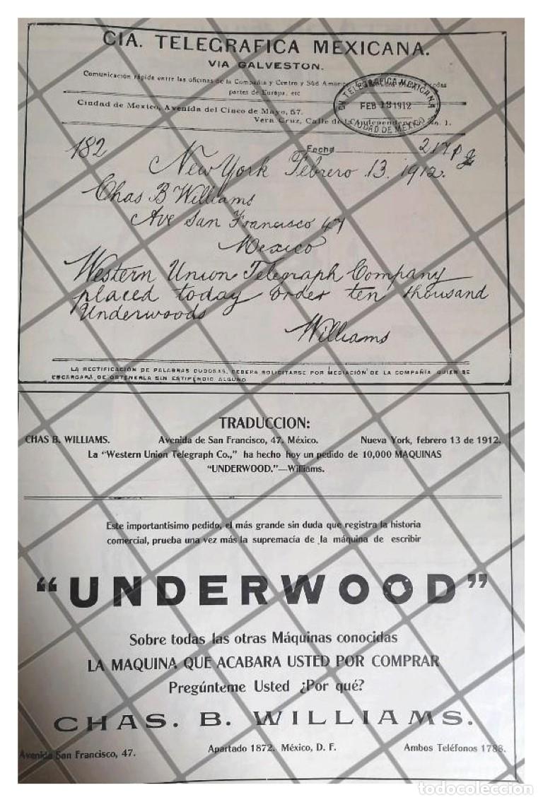 Collezionismo di affissi: CARTEL PUBLICITARIO 1912 MAQUINA DE ESCRIBIR UNDERWOOD